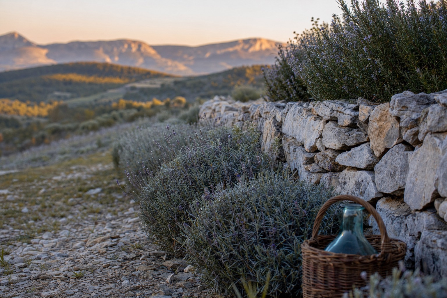 Restanque — the dry terrace, photographed in cool Provençal dawn light.